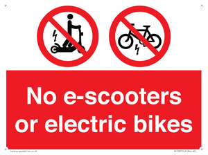 No e-scooters or electric bikes